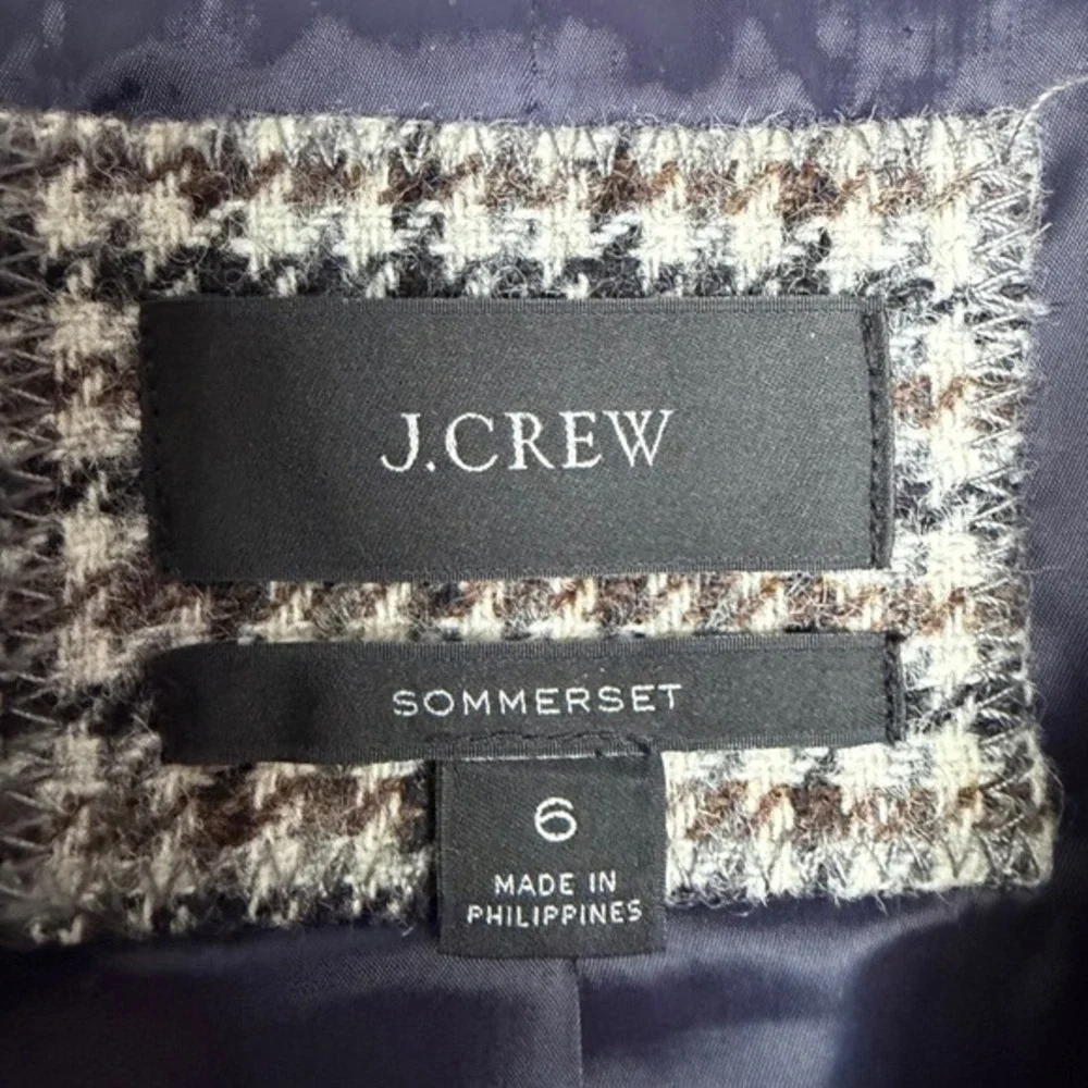 J.Crew‎ Blazer Somerset Moon Wool Houndstooth Office Heritage Workwear Size 6